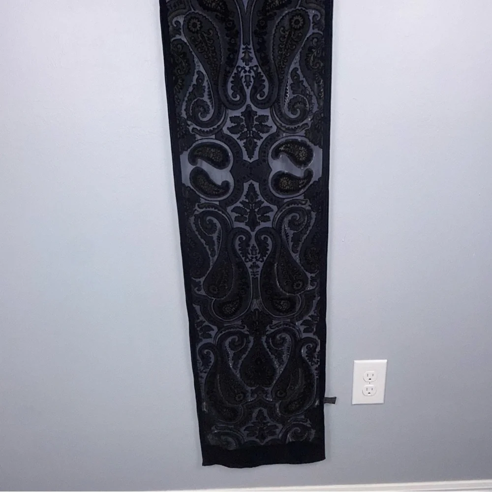 Women's Vintage‎ Velvet Abstract Burnout Blue Paisley Silk-Blend Scarf *READ